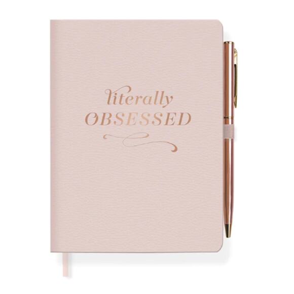 Fringe Studio Faux Luxury Leather Pink Notebook Journal Diary with Pen 192 pages - Picture 1 of 13
